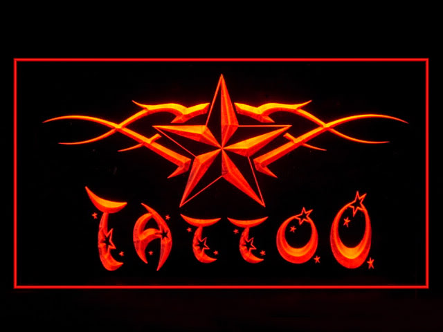 Tattoo Piercing Nautical Star Design Art Shop Neon Light Sign