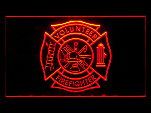 Firefighter Volunteer Fire Dept Bar Beer Neon Light Sign