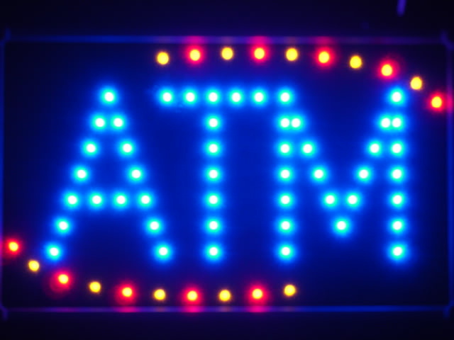 ATM Blue LED Neon Light Sign with Whiteboard