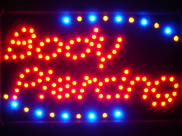 Body Piercing Shop Led Neon Sign WhiteBoard