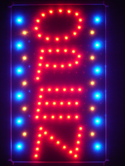 OPEN Vertical Bar NEW Led Neon Sign WhiteBoard