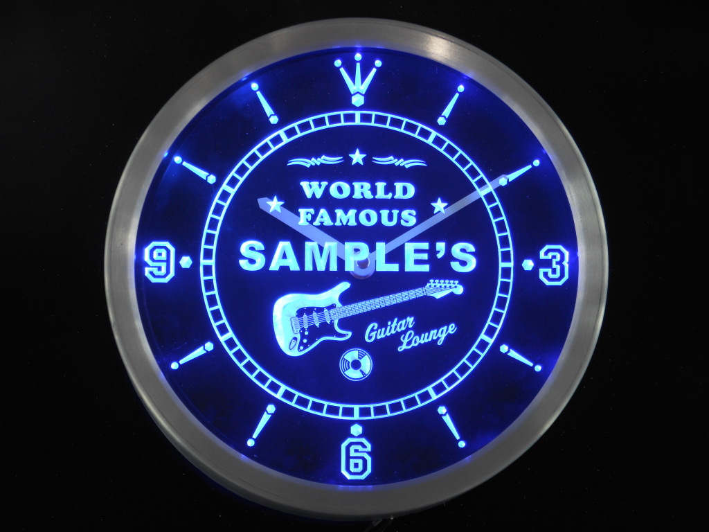 Guitar Lounge Personalized Your Name Bar LED Clock