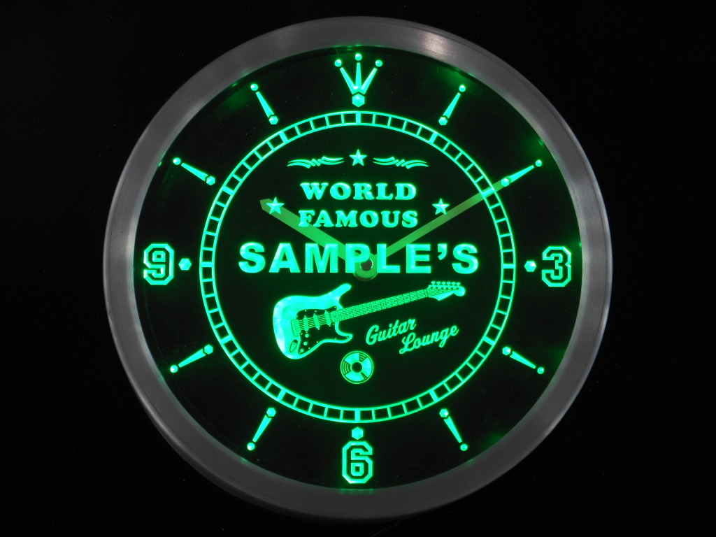 Guitar Lounge Personalized Your Name Bar LED Clock