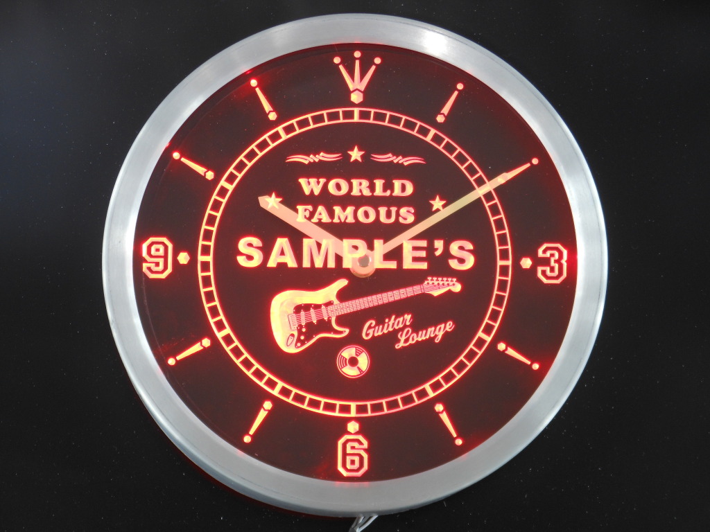 Guitar Lounge Personalized Your Name Bar LED Clock