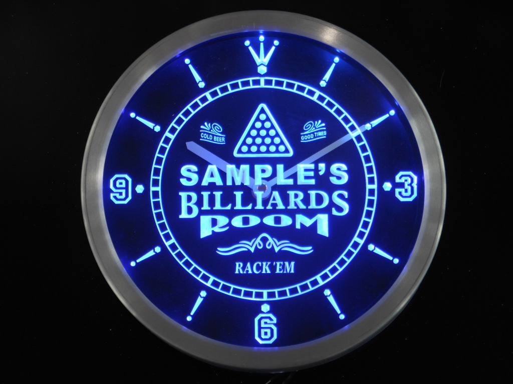 Billiards Room Home Bar Personalized Your Name Bar LED Clock