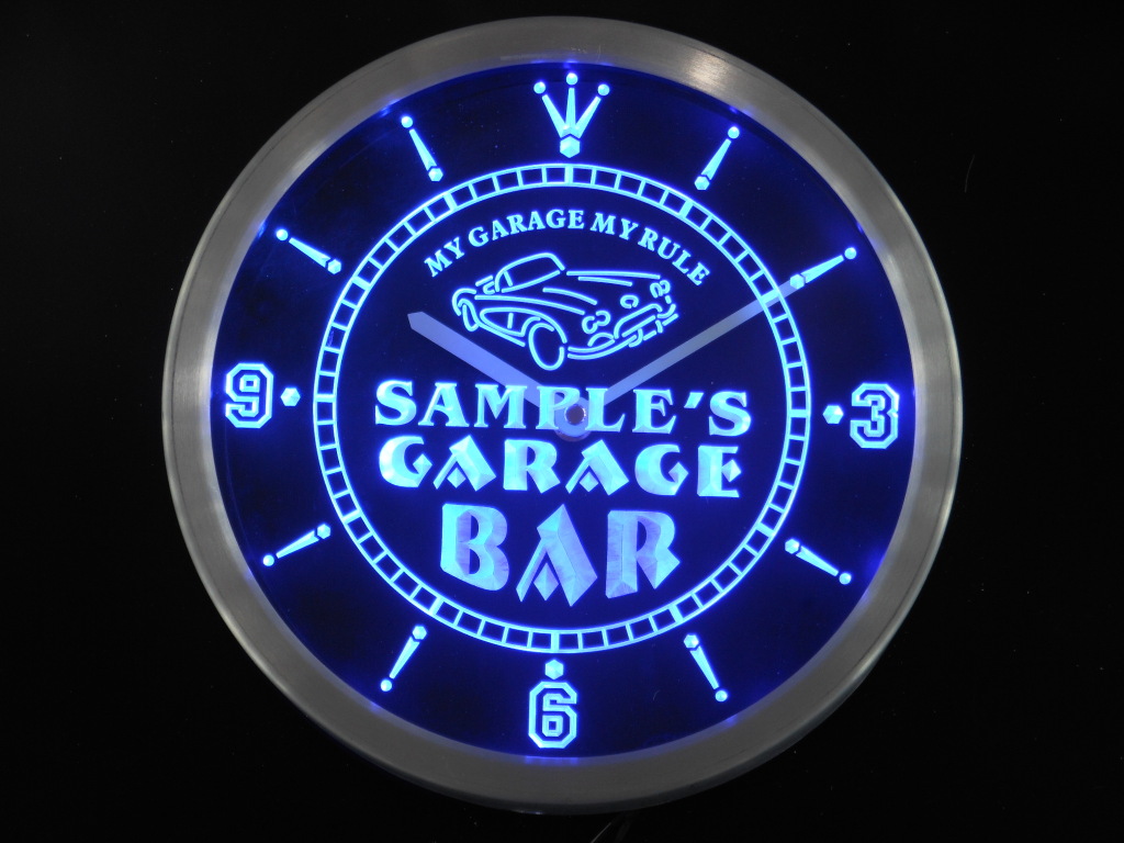Garage Car Repair Personalized Your Name Bar Neon Led Clock