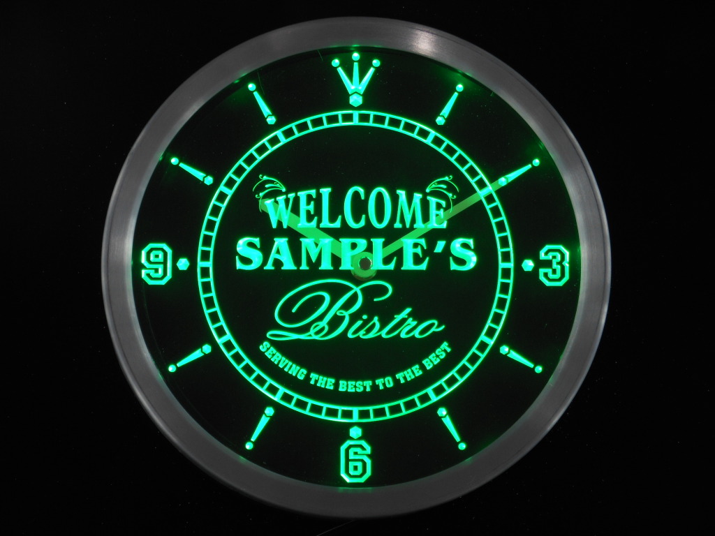 Bistro Welcome Personalized Your Name Pub Decor Led Clock