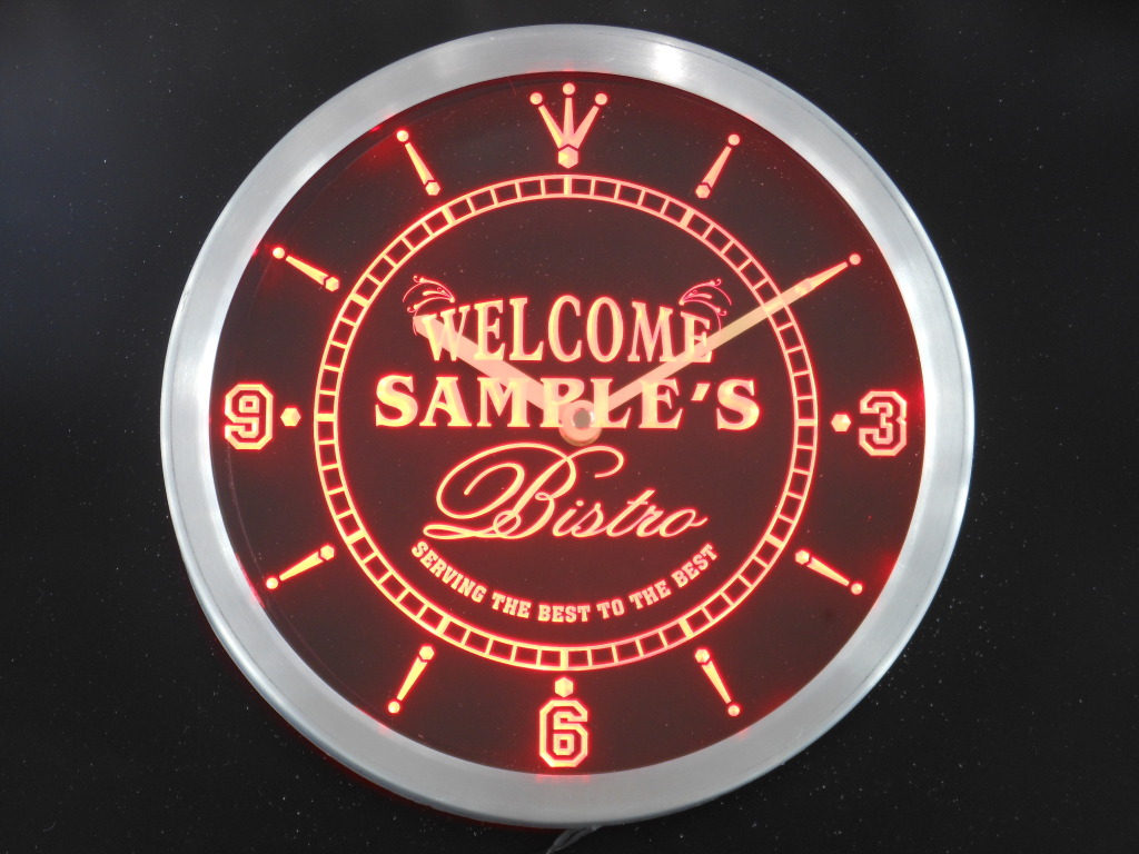 Bistro Welcome Personalized Your Name Pub Decor Led Clock