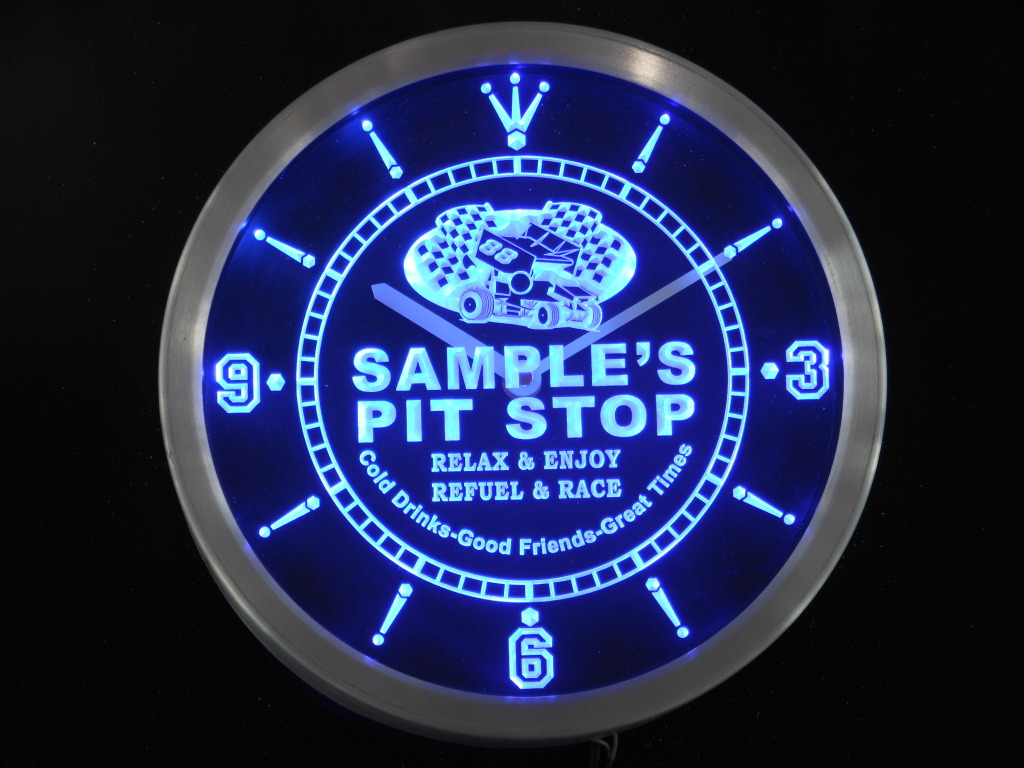 Pit Stop Personalized Your Name Car Racing LED Clock