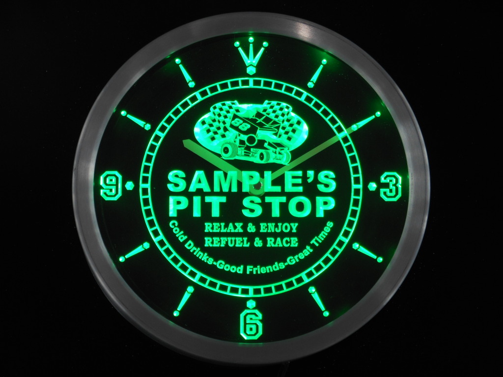Pit Stop Personalized Your Name Car Racing LED Clock