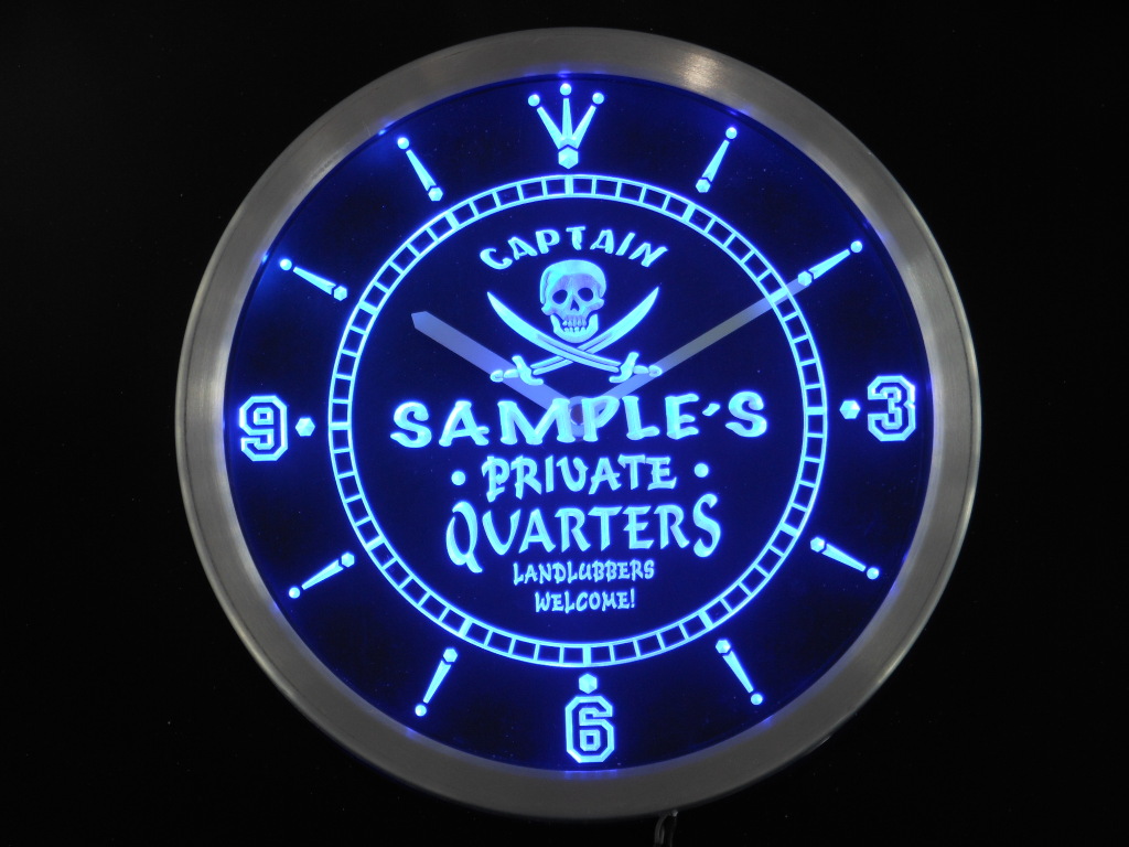 Private Quarters Pirate Personalized Your Name Pub Led Clock