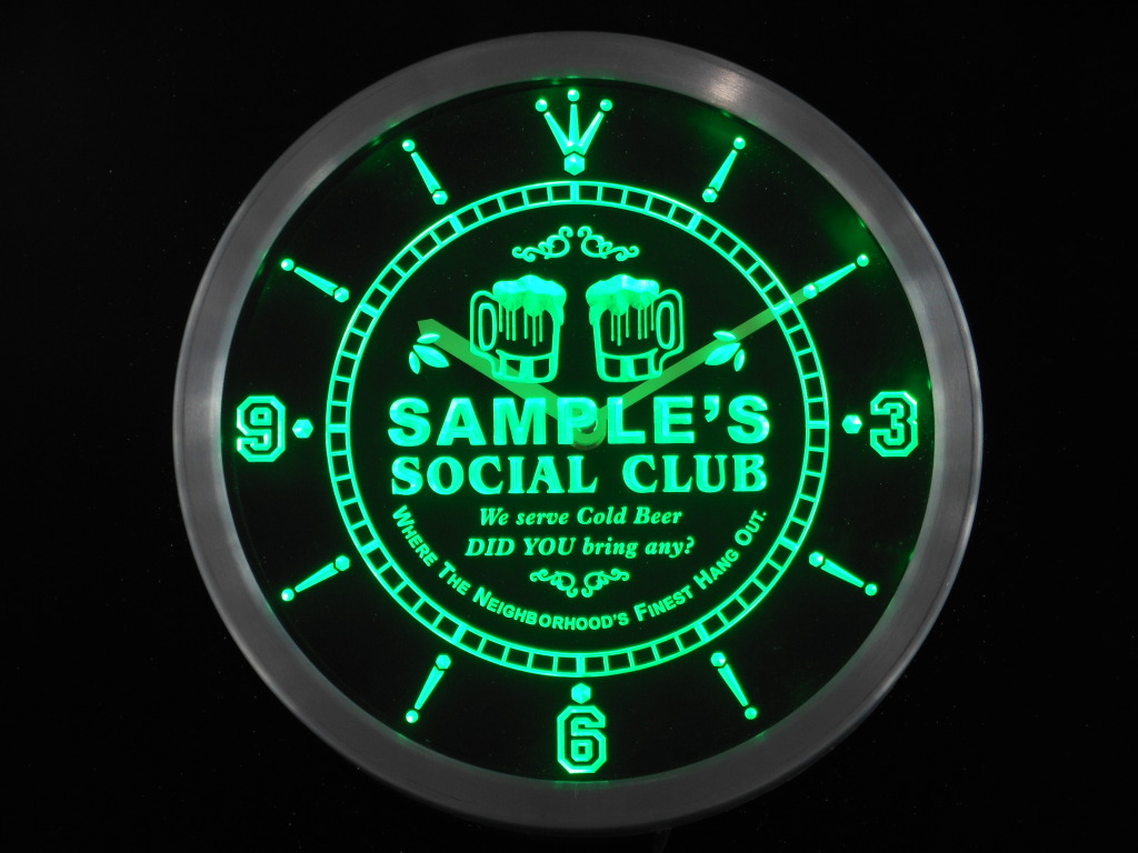 Personalized Custom Social Club Bar LED Clock
