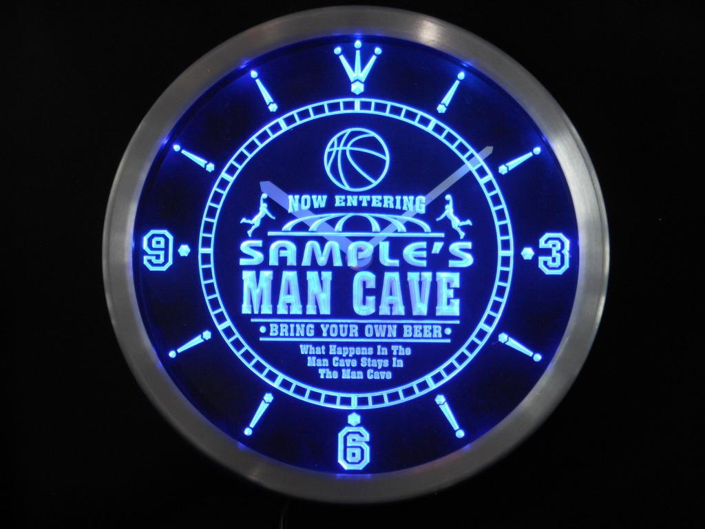 Personalized Custom Name Man Cave Basketball Bar LED Clock