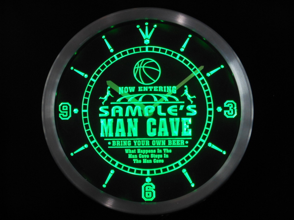 Personalized Custom Name Man Cave Basketball Bar LED Clock