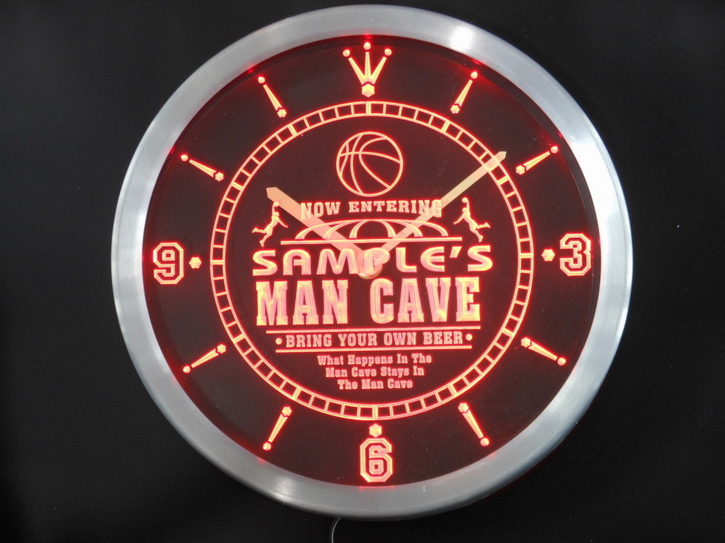 Personalized Custom Name Man Cave Basketball Bar LED Clock
