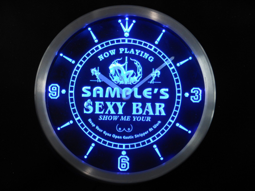 Name Personalized Sexy Bar Now Playing Stripper Neon LED Clock