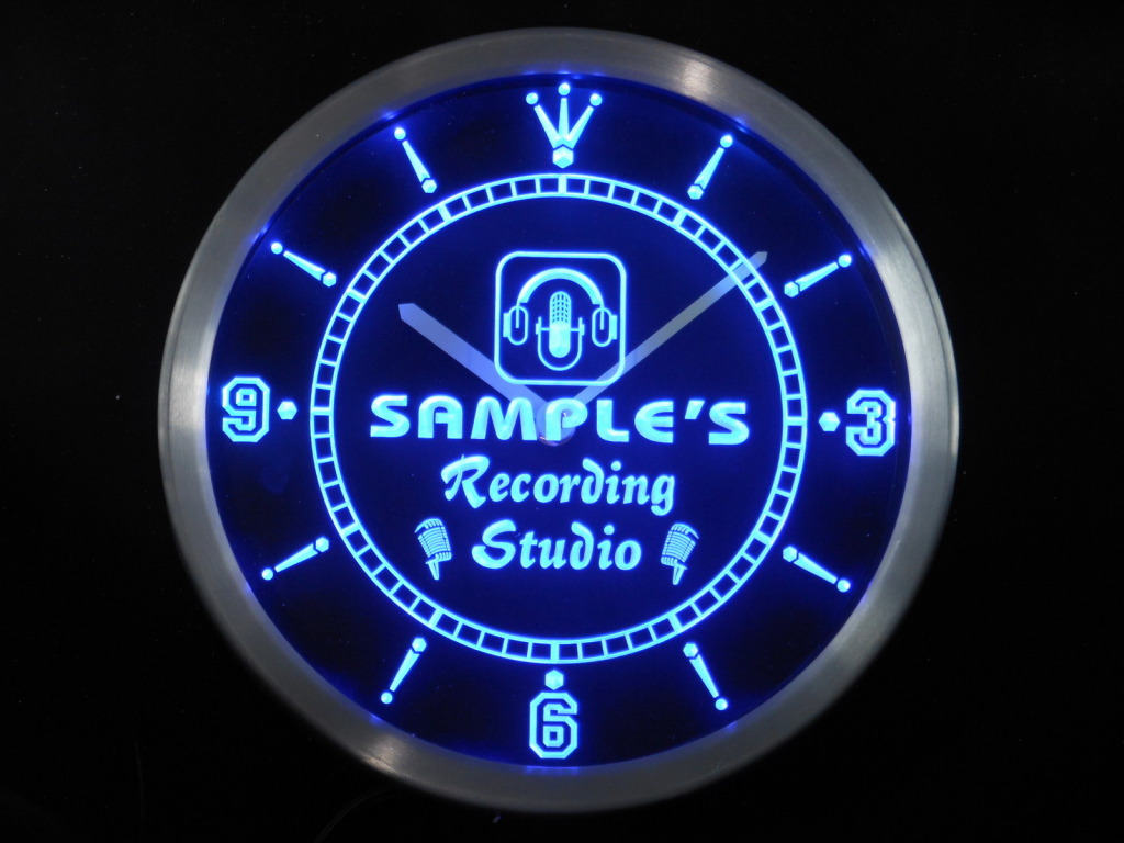 Name Personalized Custom Recording Studio Microphone LED Clock