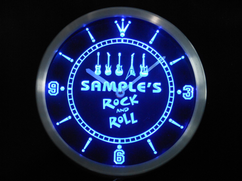 Rock and Roll Guitar Hero Personalized Your Name Bar LED Clock