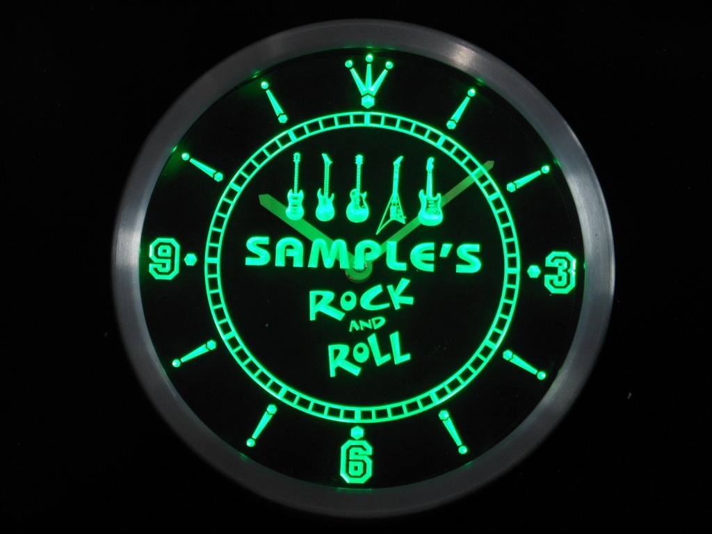 Rock and Roll Guitar Hero Personalized Your Name Bar LED Clock