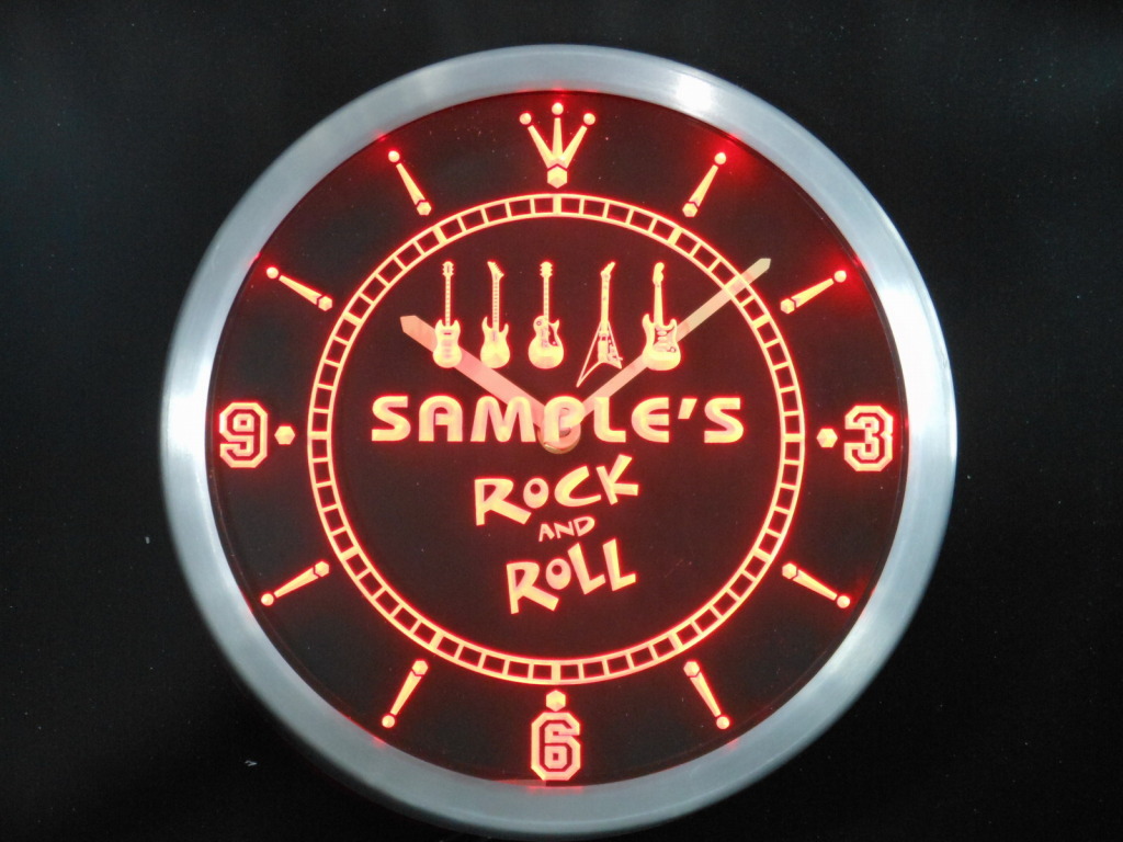 Rock and Roll Guitar Hero Personalized Your Name Bar LED Clock