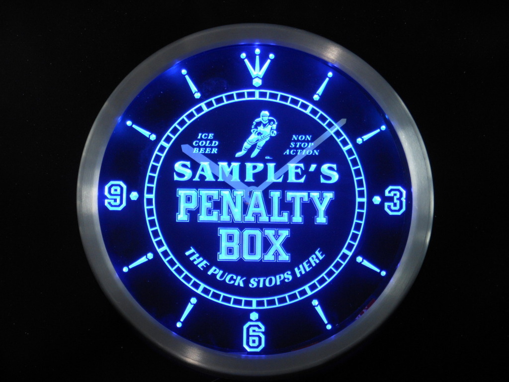 Personalized Name Hockey Penatly Box Bar LED Clock