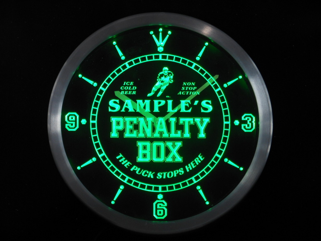 Personalized Name Hockey Penatly Box Bar LED Clock