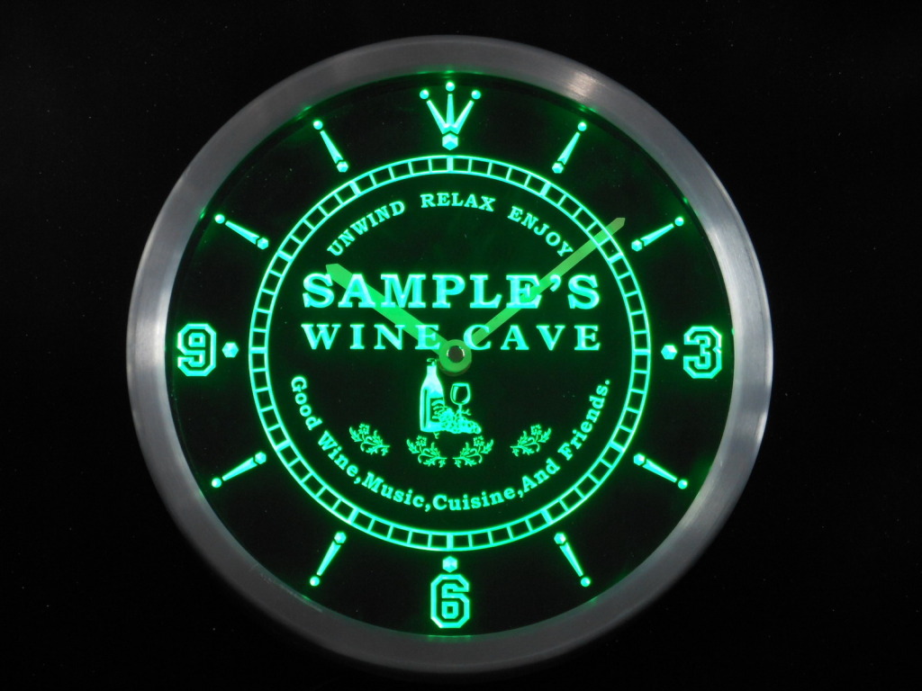 Name Personalized Custom Home Wine Cave Bar LED Clock