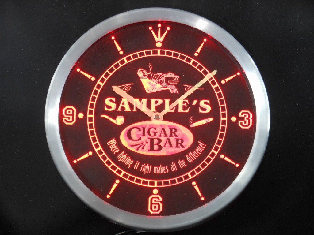 Cigar Bar Personalized Your Name Bar LED Clock