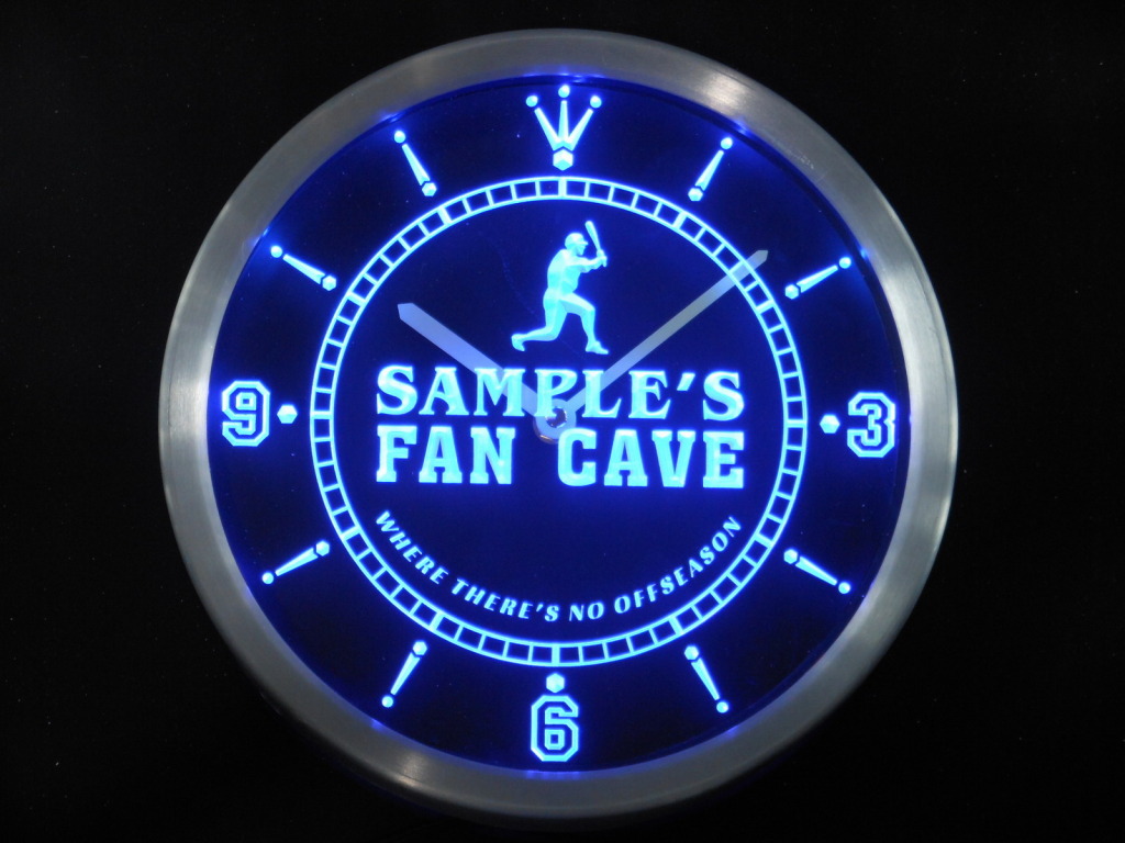 Personalized Custom Baseball Fan Cave Your Name Bar LED Clock