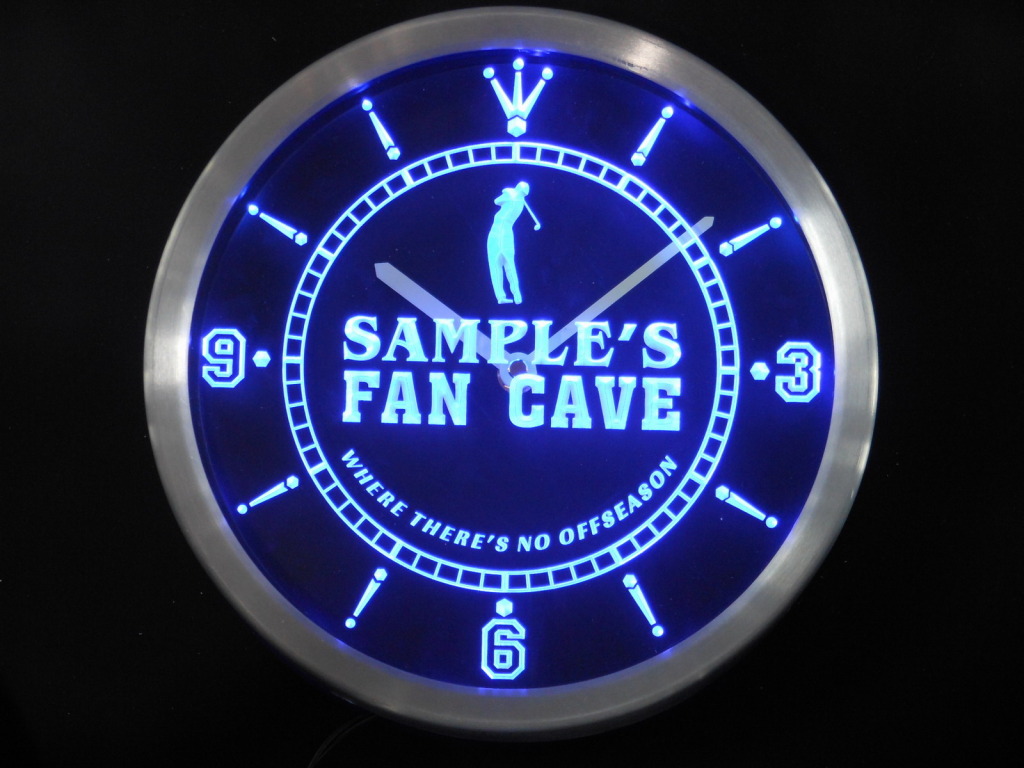 Custom Golf Fan Cave Personalized Your Name Bar LED Clock