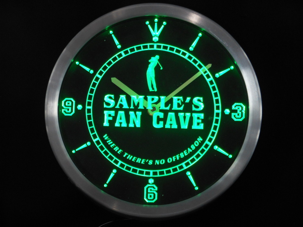 Custom Golf Fan Cave Personalized Your Name Bar LED Clock