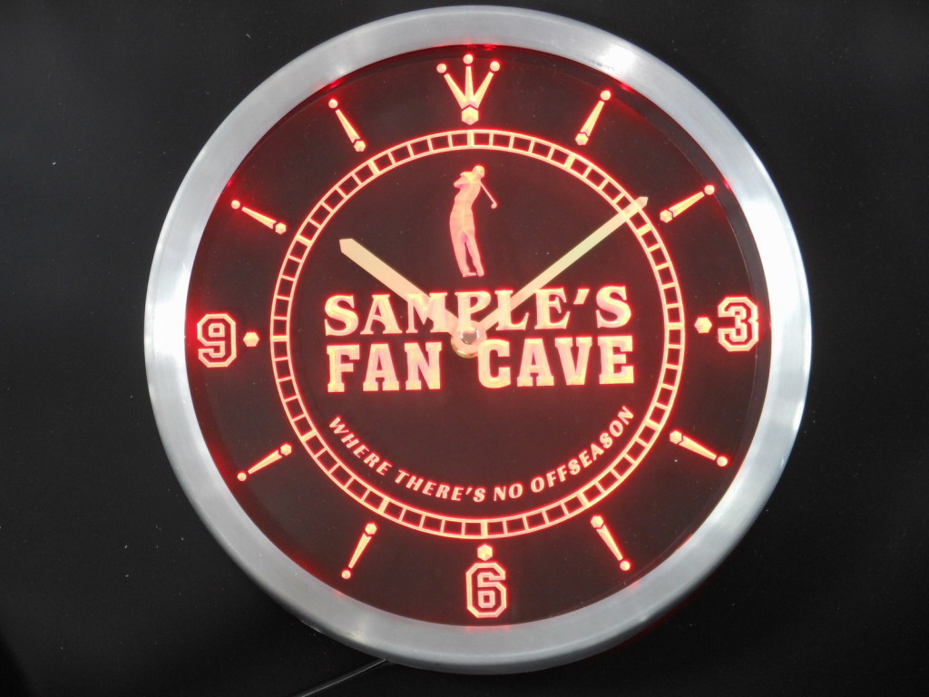 Custom Golf Fan Cave Personalized Your Name Bar LED Clock