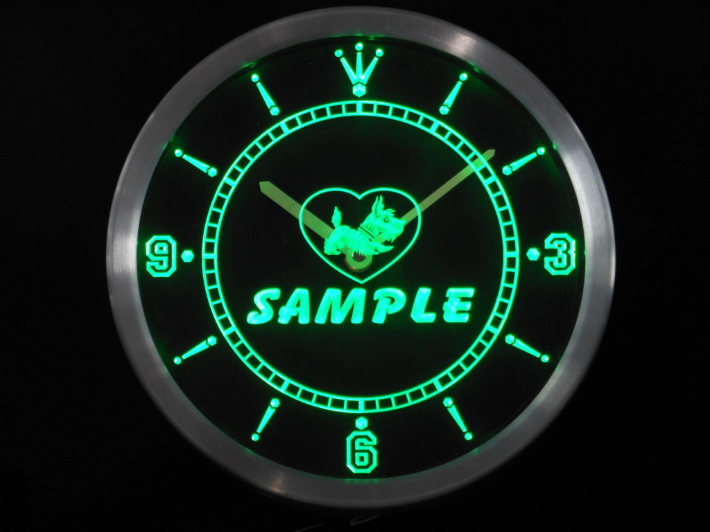 Name Personalized Custom Old Fashioned Scottie Dog LED Clock