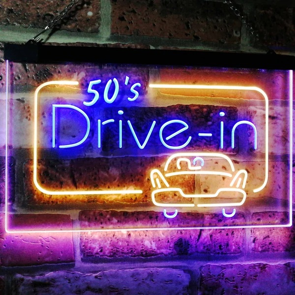 50s Drive In Vintage Display Dual Color Led Neon Sign