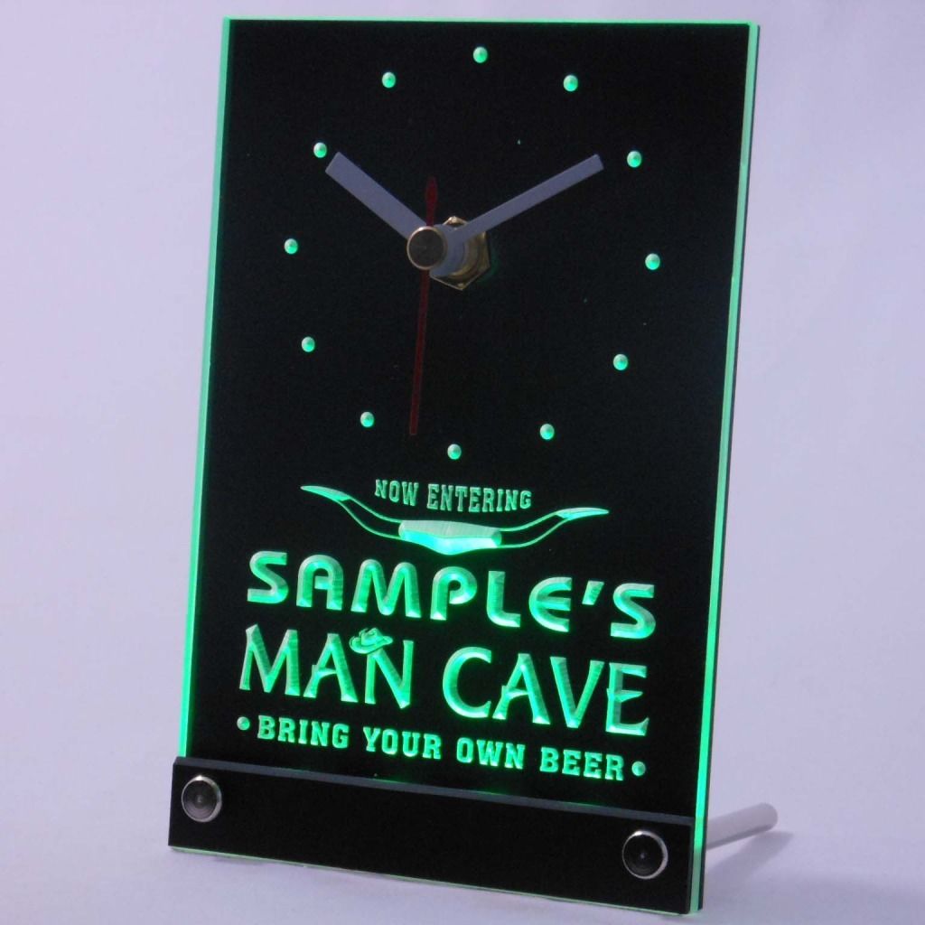 Personalized Man Cave Room Bar Led Table Clock Green