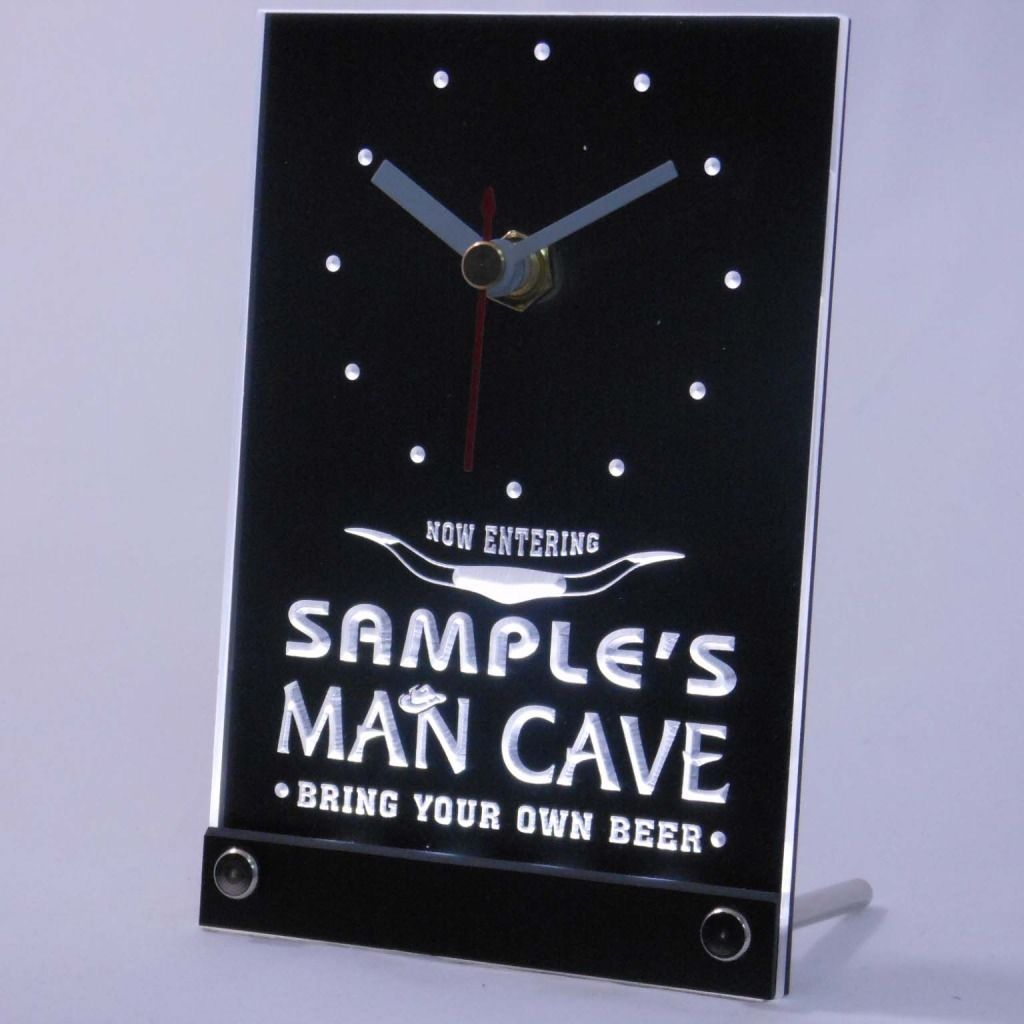 Personalized Man Cave Room Bar Led Table Clock White