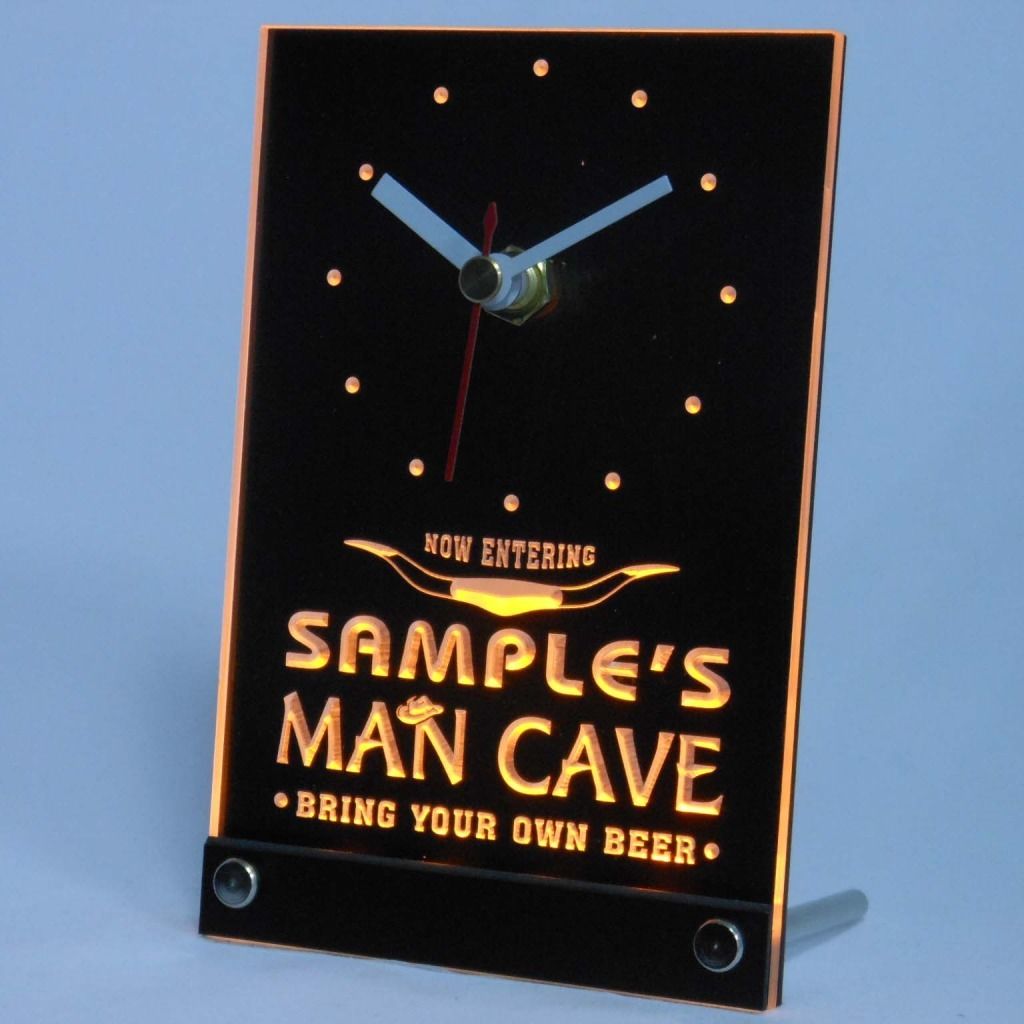 Personalized Man Cave Room Bar Led Table Clock Yellow