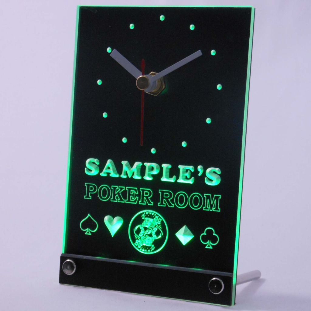 Personalized Poker Room Room Bar Led Table Clock Green