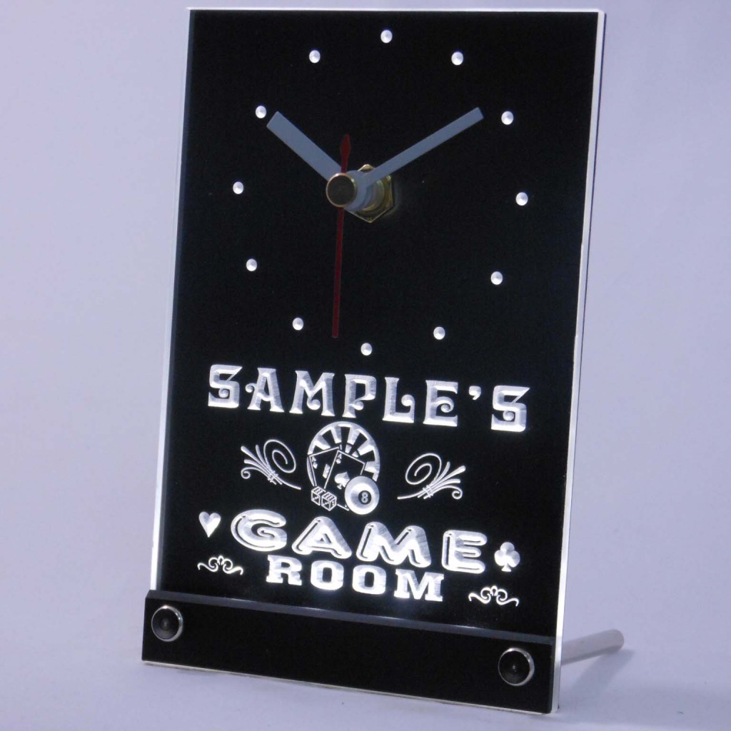 Personalized Game Room Bar Neon Led Table Clock White