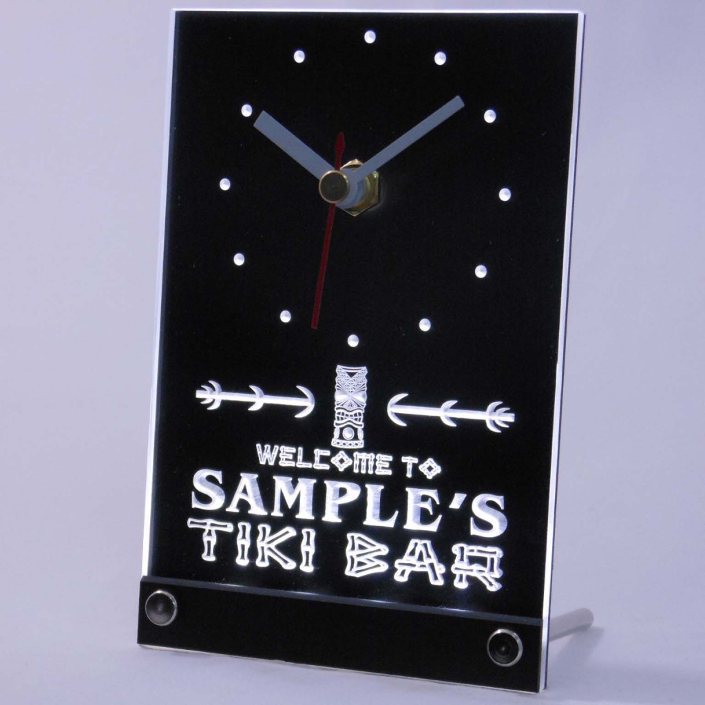 Personalized Tiki Bar Bar Led Table Clock White