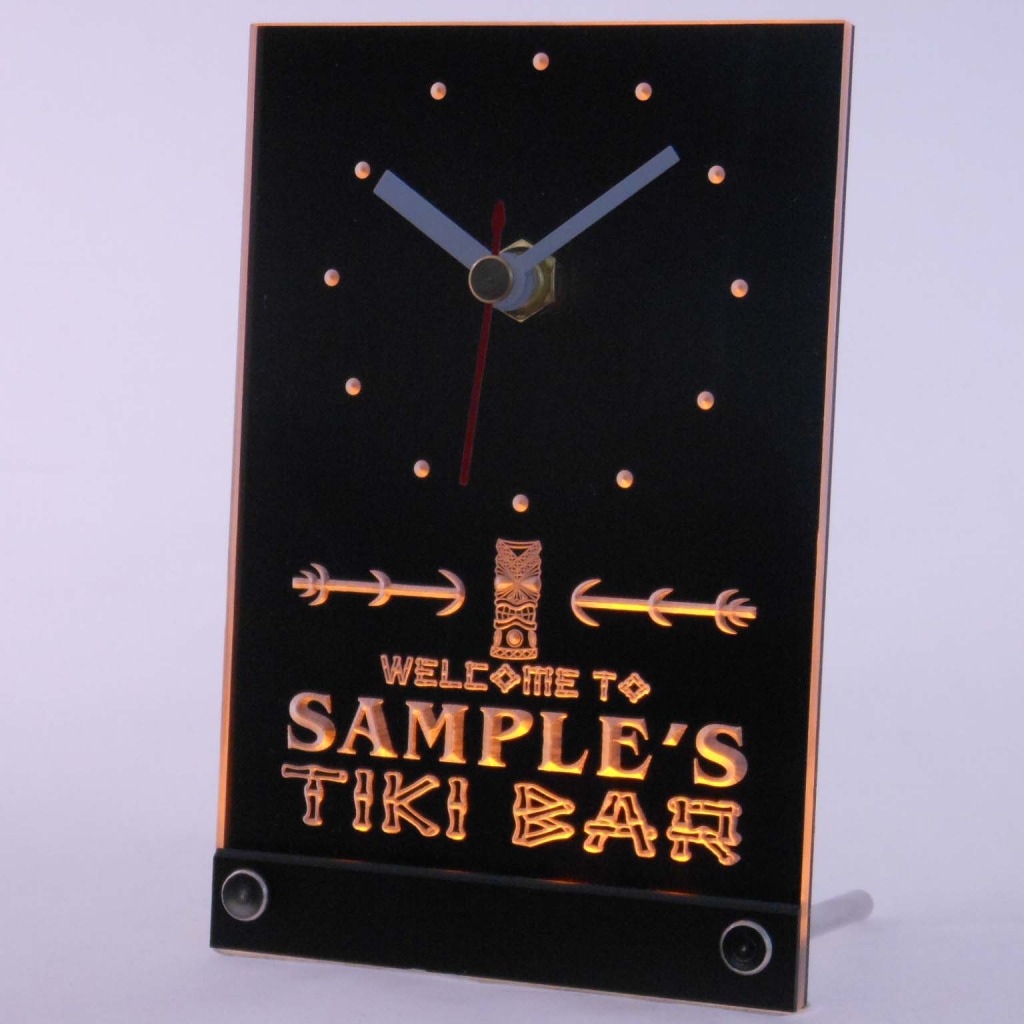Personalized Tiki Bar Bar Led Table Clock Yellow