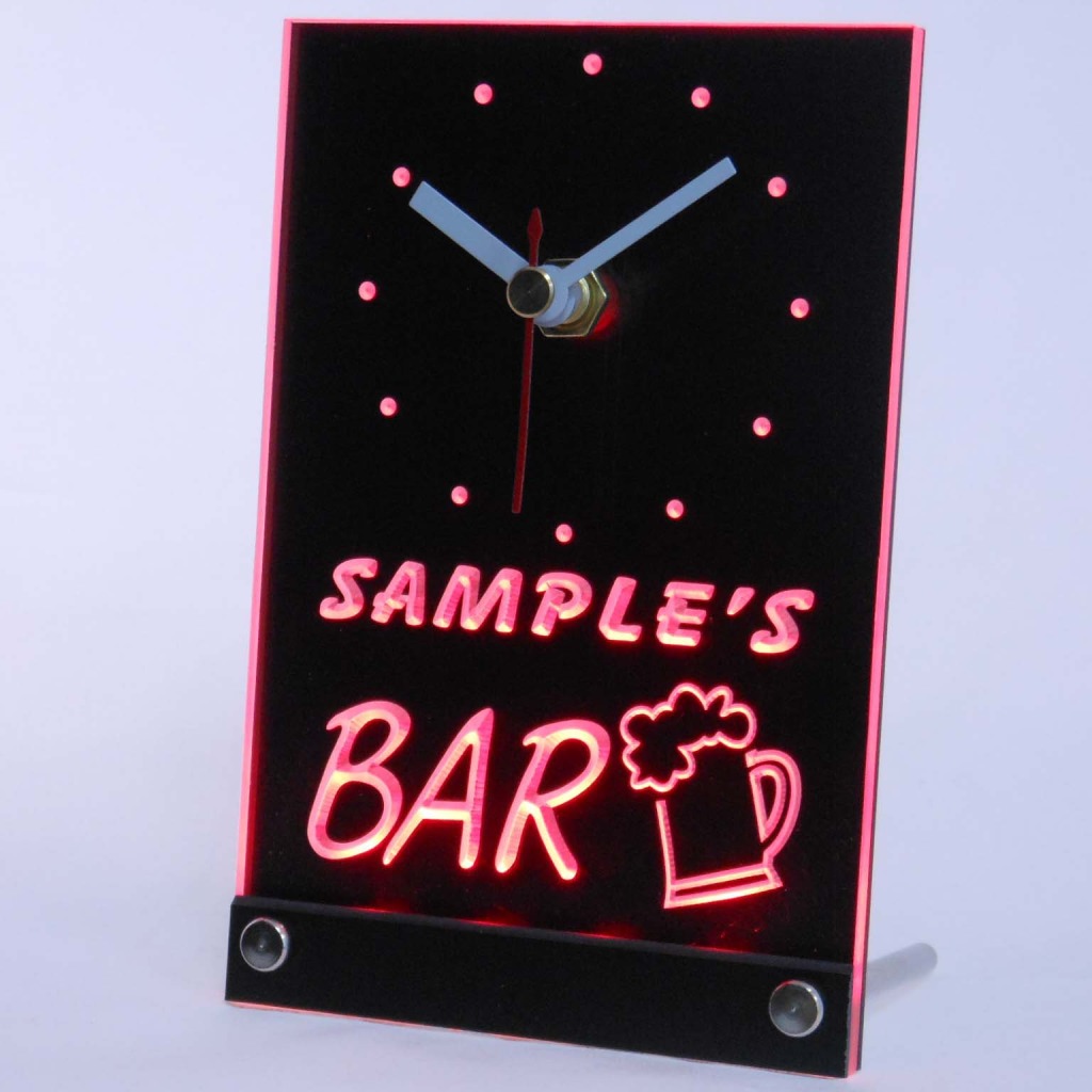 Personalized Beer Mug Room Bar Led Table Clock Red