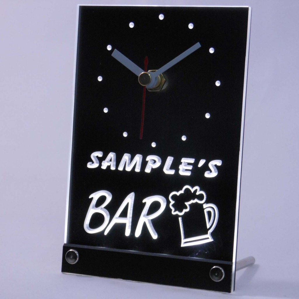 Personalized Beer Mug Room Bar Led Table Clock Green