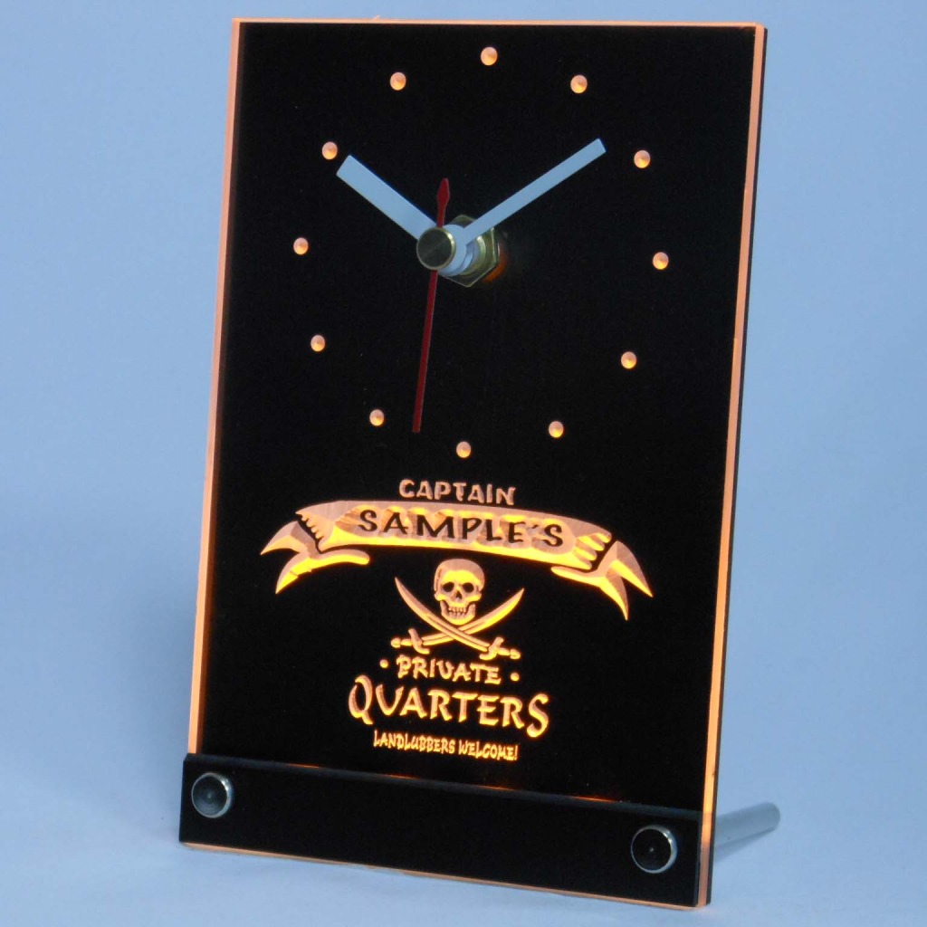 Personalized Private Quarters Pirate Bar Led Table Clock Yellow