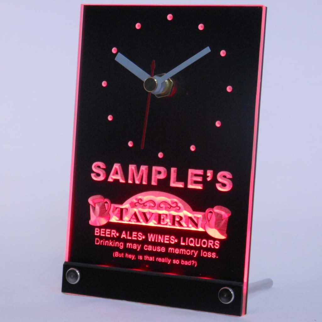 Personalized Tavern Beer Ale Bar Neon Led Table Clock Red