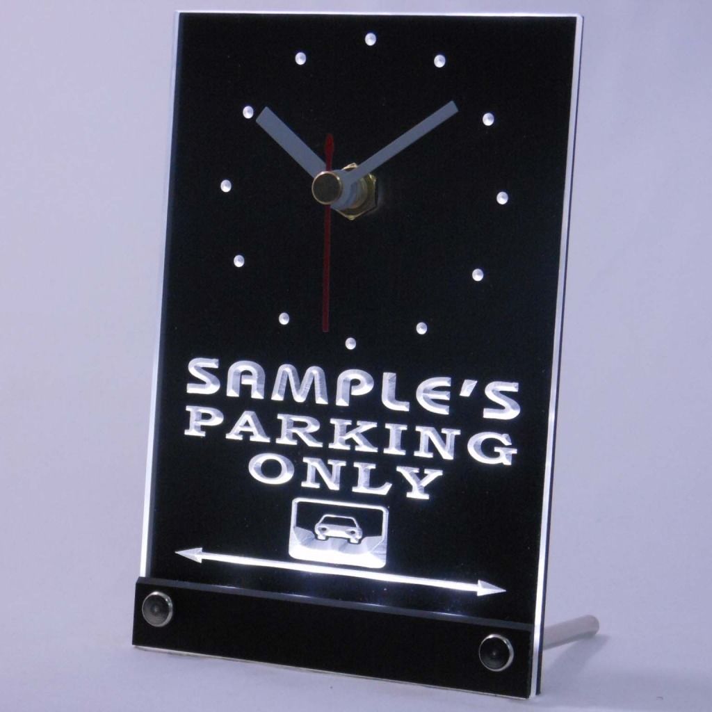 Personalized Car Parking Only Bar Neon Led Table Clock White