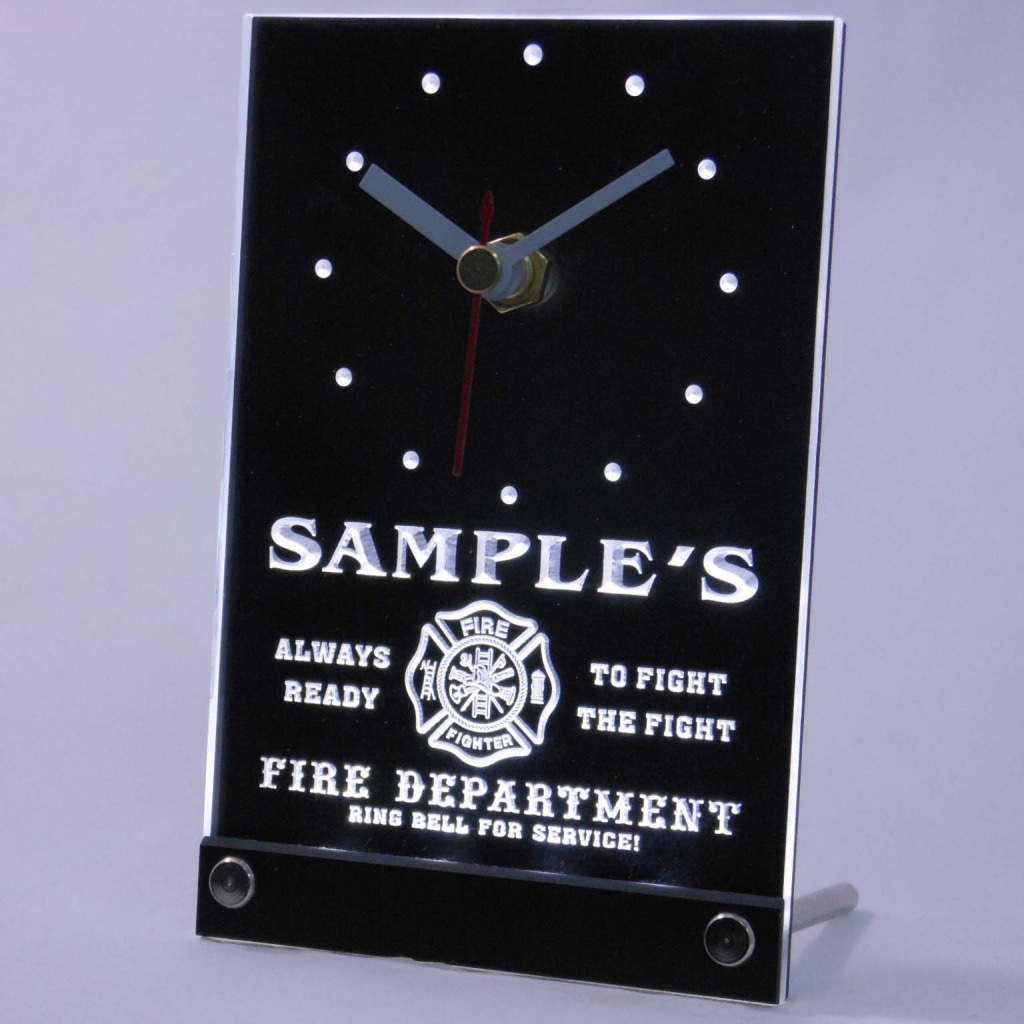 Personalized Firefighter Fire Dept Bar Led Table Clock White